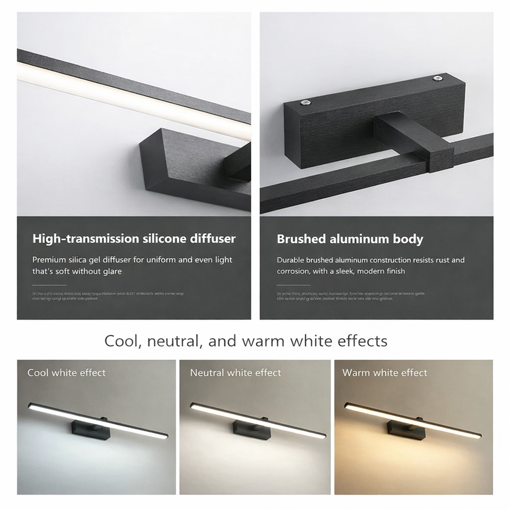 Modern LED Mirror Wall Light for Bathroom – Slim Waterproof Wall Lamp for Vanity & Makeup Lighting