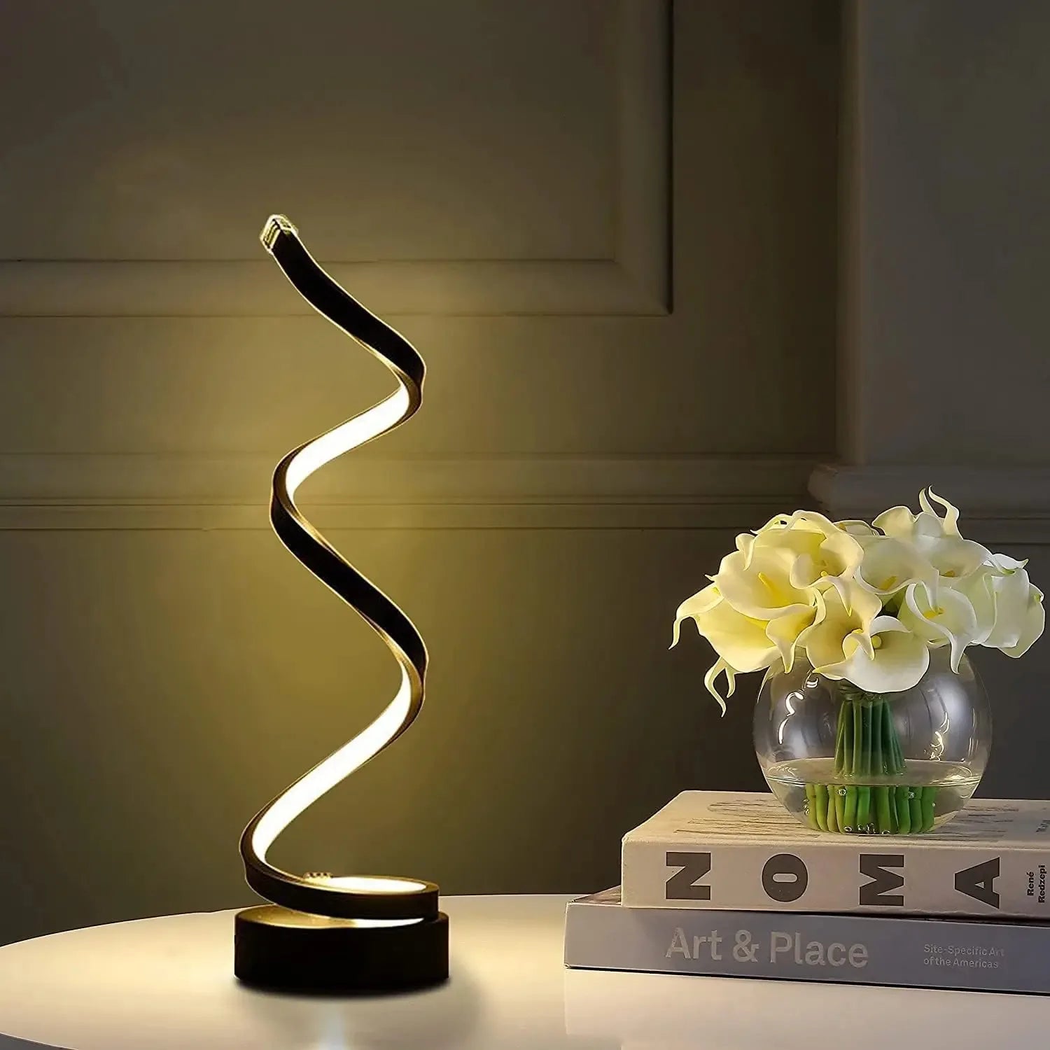 Spiral LED Table Lamp – Adjustable Brightness Modern Bedside Light for Living Room & Office (USB Powered) - PrimePicks