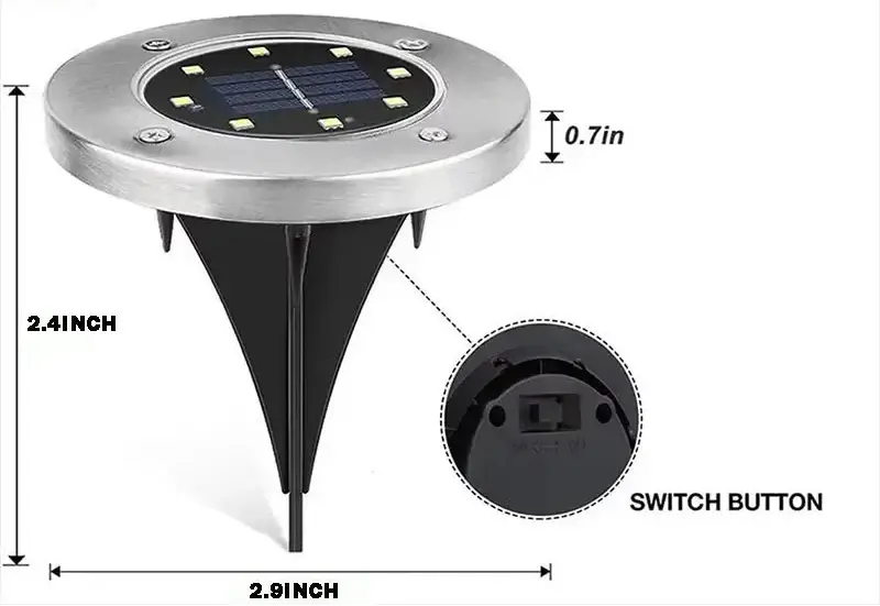 4-Pack Solar Disk Lights – Stainless Steel 8LED Outdoor Ground Lights for Pathways, Gardens & Decks | Waterproof Landscape Lighting