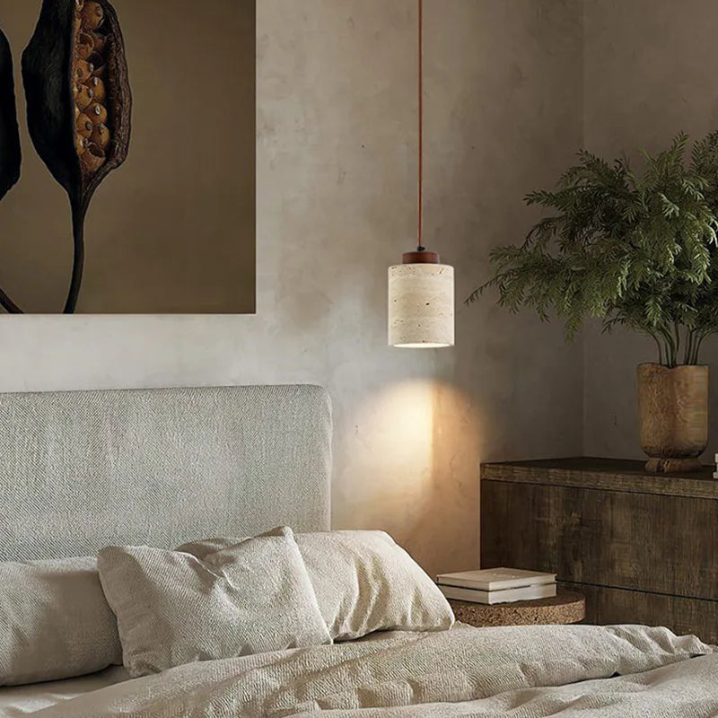 Wabi-Sabi Natural Stone Pendant Lamp — Japanese Modern Bedside Lighting for Homes, Bars & Boutique Hotels