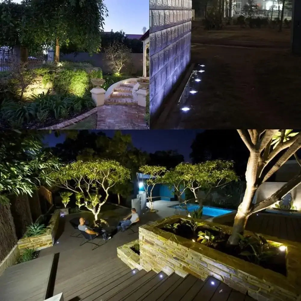 4-Pack Solar Disk Lights – Stainless Steel 8LED Outdoor Ground Lights for Pathways, Gardens & Decks | Waterproof Landscape Lighting