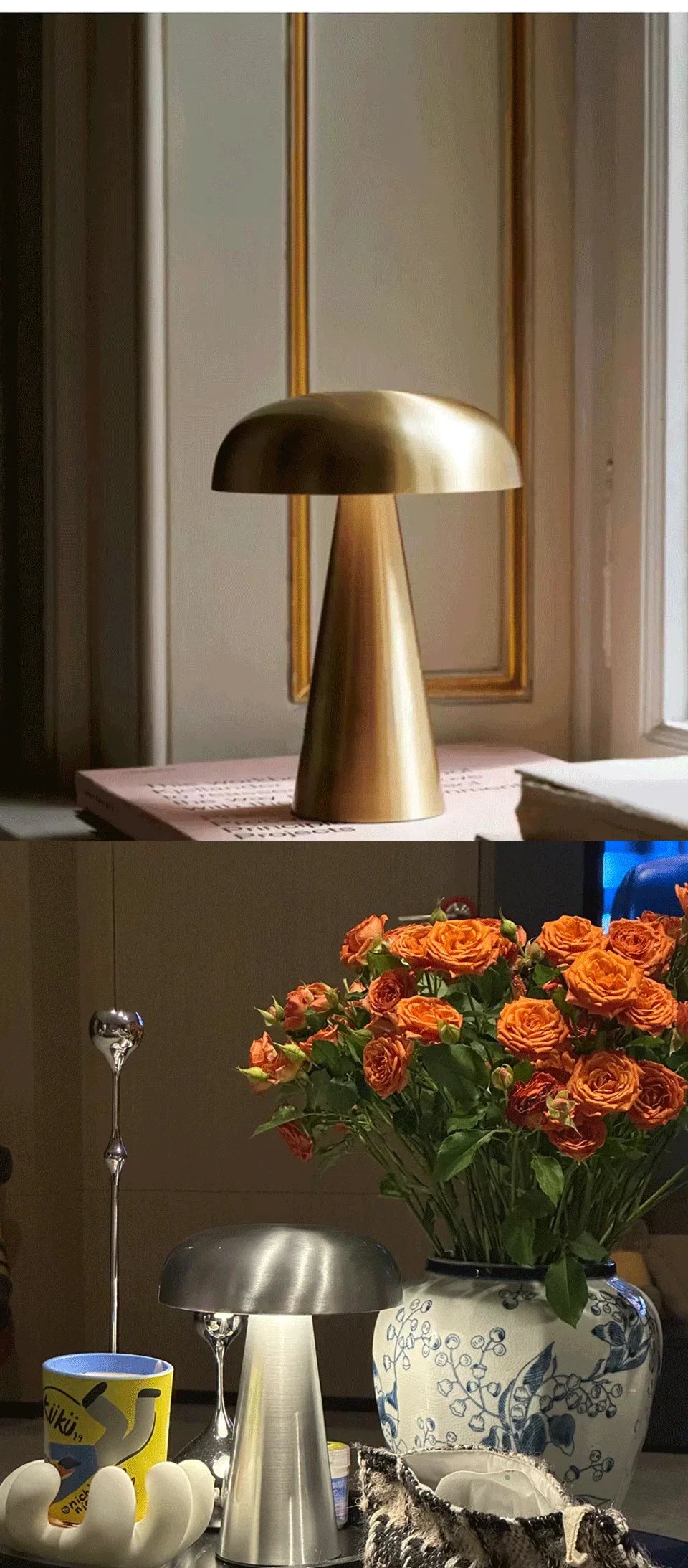 Retro LED Mushroom Table Lamp with Touch Sensor – Rechargeable Bedside & Ambient Mood Lighting for Bedroom, Restaurants & Bars